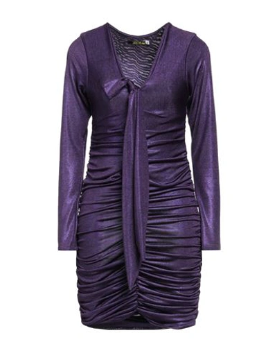 Miss Unike Woman Mini Dress Purple Size 8 Polyester, Elastane In Purple