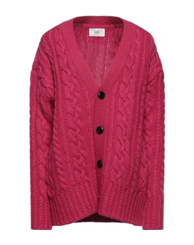 Shop Ami Alexandre Mattiussi Woman Cardigan Fuchsia Size L Virgin Wool In Pink