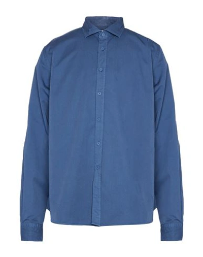 Shop Portofiori Man Shirt Slate Blue Size 17 ¾ Cotton