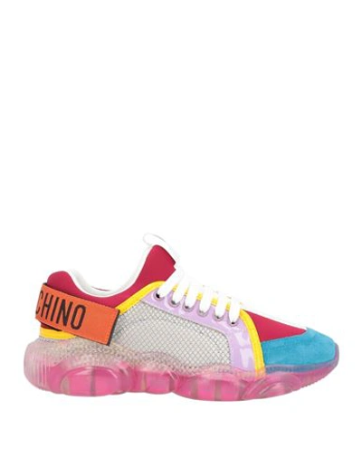 Shop Moschino Woman Sneakers Garnet Size 5 Soft Leather, Textile Fibers In Red