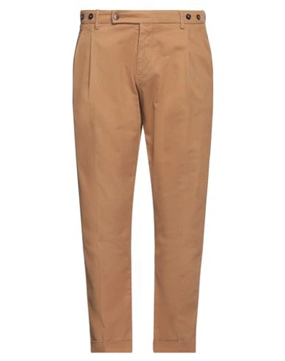 Shop Berwich Man Pants Camel Size 40 Cotton, Elastane In Beige