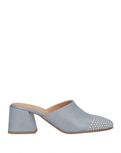 Shop Pomme D'or Woman Mules & Clogs Grey Size 7.5 Soft Leather