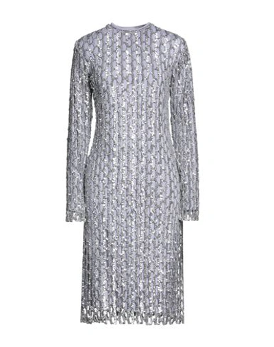 Shop Msgm Woman Midi Dress Silver Size 4 Polyamide, Elastane