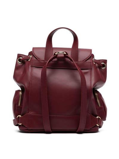 Shop Monnalisa Bow-detailed Leather Backpack In Red