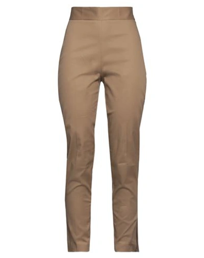 Shop Amnè Woman Pants Camel Size 4 Cotton, Elastane In Beige