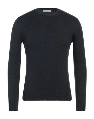 Shop Alpha Studio Man Sweater Midnight Blue Size 42 Cotton, Acrylic In Grey