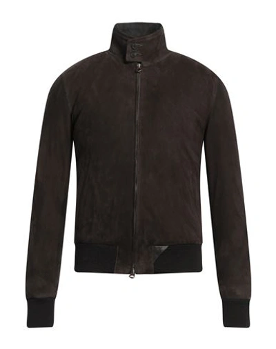 Shop Stewart Man Jacket Dark Brown Size Xl Soft Leather