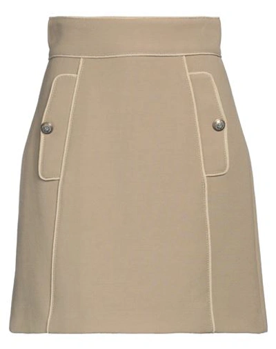 Dolce & Gabbana Woman Mini Skirt Khaki Size 6 Virgin Wool, Polyamide In Beige