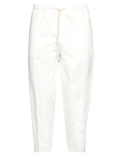 Shop Why Not Brand Man Cropped Pants Cream Size Xxl Cotton, Elastane In White