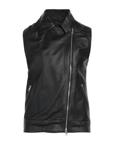 Giorgio Brato Woman Top Black Size 10 Soft Leather In Black