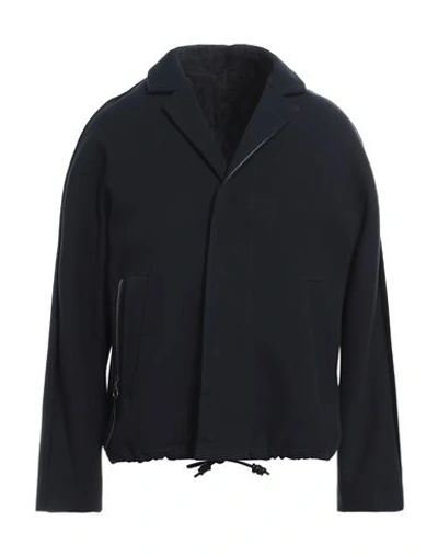 Ferragamo Man Jacket Navy Blue Size 44 Cotton In Navy Blue