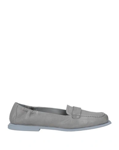 Shop Pomme D'or Woman Loafers Grey Size 7 Soft Leather