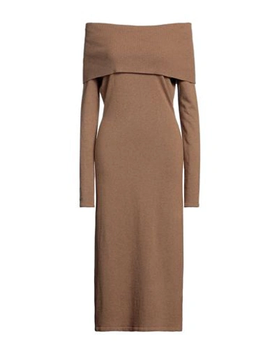 Blugirl Blumarine Woman Midi Dress Camel Size S Wool, Polyamide, Viscose, Cashmere In Beige