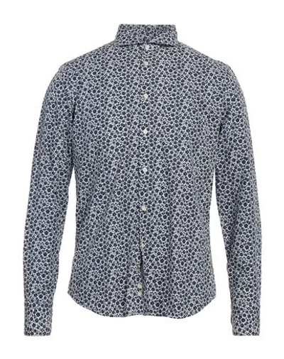 Gmf 965 White And Blue Floral Shirt In White