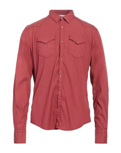 Shop Aglini Man Shirt Coral Size 16 Cotton, Polyamide, Elastane In Red