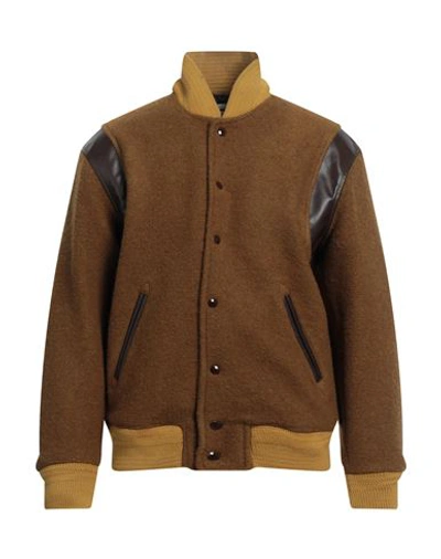 Shop President's Man Jacket Ocher Size L Wool, Polyester, Elastane, Soft Leather In Yellow