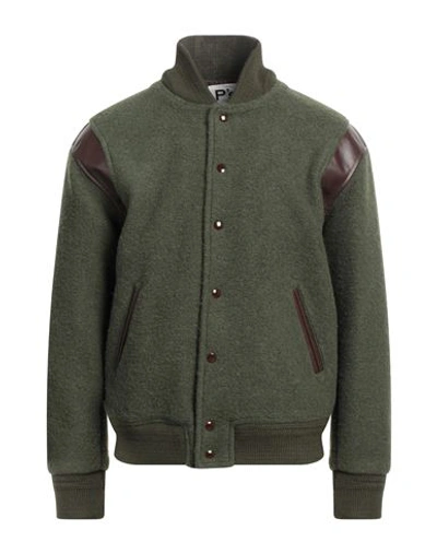 Shop President's Man Jacket Military Green Size M Wool, Polyester, Elastane, Soft Leather