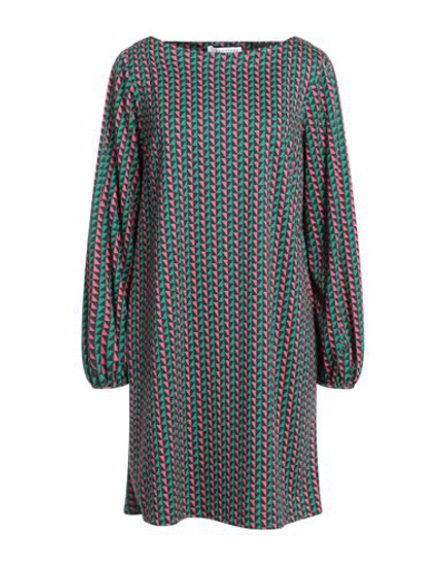 Shop Caractere Caractère Woman Mini Dress Emerald Green Size 8 Viscose, Polyester, Elastane