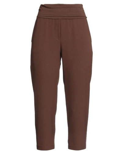 Manila Grace Woman Pants Brown Size 6 Cotton, Elastane In Brown