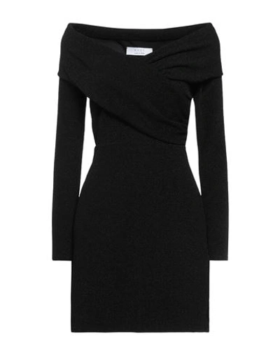 Shop Kaos Woman Mini Dress Black Size M Polyamide, Metal, Elastane