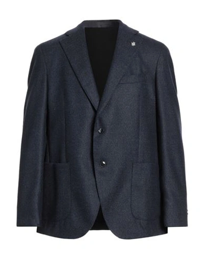 Shop Lubiam Man Suit Jacket Midnight Blue Size 46 Virgin Wool