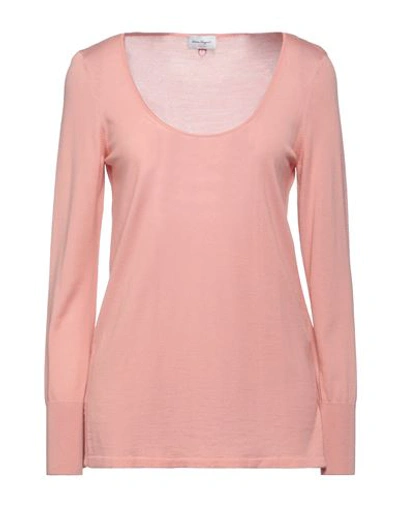 Shop Ferragamo Woman Sweater Blush Size L Virgin Wool In Pink