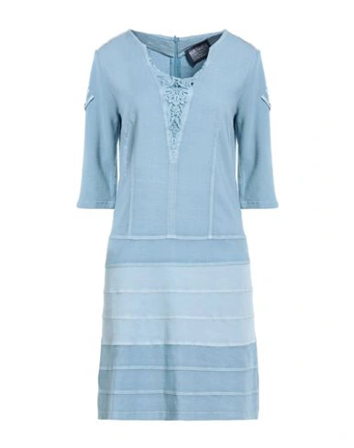 Shop Elisa Cavaletti By Daniela Dallavalle Woman Mini Dress Light Blue Size 12 Viscose, Linen, Elastane,