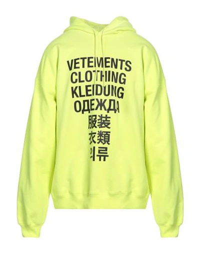 Shop Vetements Man Sweatshirt Yellow Size M Cotton, Polyester