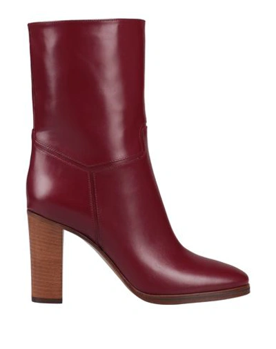 Shop Victoria Beckham Woman Ankle Boots Garnet Size 10 Soft Leather In Red