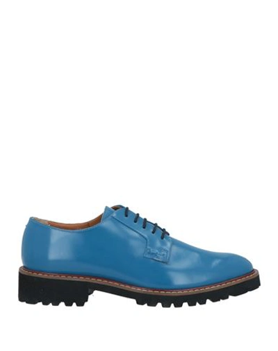 Shop Baldinini Woman Lace-up Shoes Azure Size 6 Soft Leather In Blue