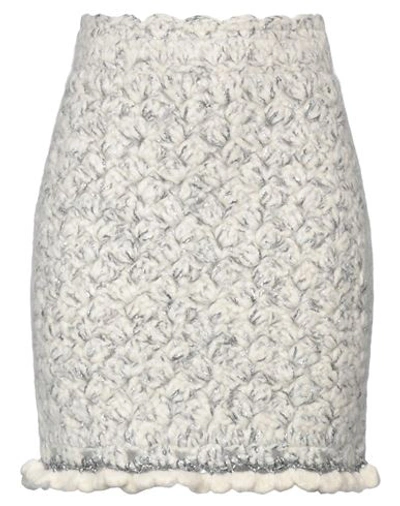 Shop Dolce & Gabbana Woman Mini Skirt Off White Size 4 Cashmere, Virgin Wool, Polyamide, Polyester