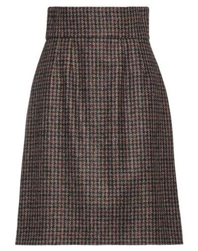Shop Dolce & Gabbana Woman Mini Skirt Brown Size 10 Wool, Alpaca Wool, Polyamide