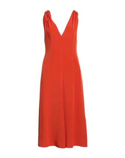 Shop Victoria Beckham Woman Midi Dress Orange Size 8 Acetate, Viscose