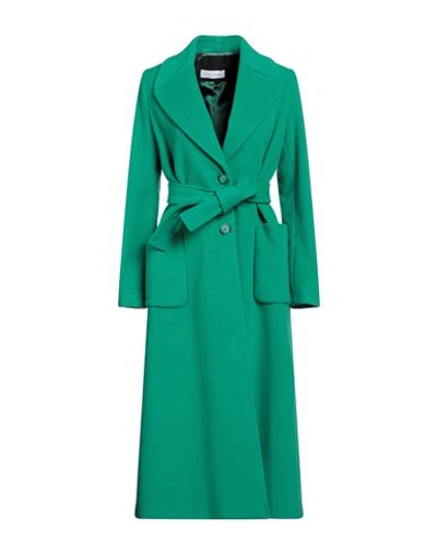 Shop Caractere Caractère Woman Coat Green Size 8 Wool, Polyamide, Cashmere