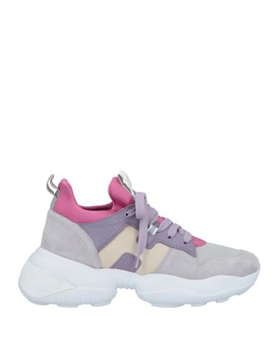 Shop Hogan Woman Sneakers Lilac Size 5 Soft Leather, Textile Fibers In Purple