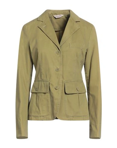 Shop Capalbio Woman Blazer Military Green Size 6 Cotton