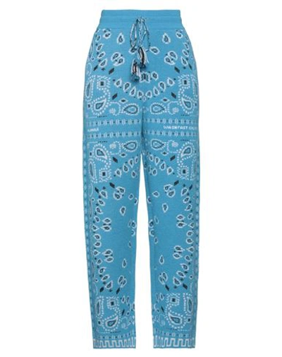 Shop Alanui Woman Pants Azure Size S Virgin Wool, Alpaca Wool, Polyamide, Wool In Blue