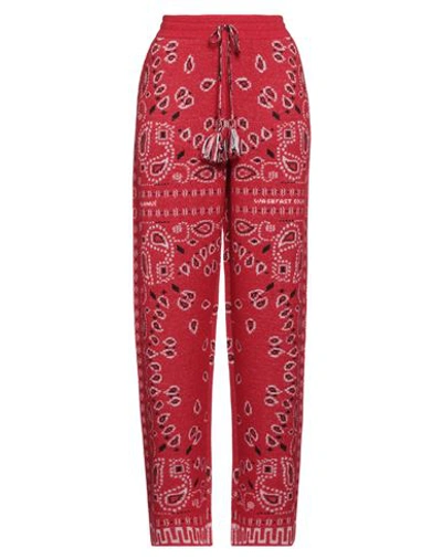 Alanui Bandana Piqué Jacquard Wool Blend Pants In Red