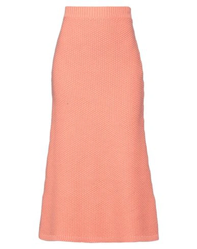 Shop Chloé Woman Midi Skirt Salmon Pink Size M Cashmere