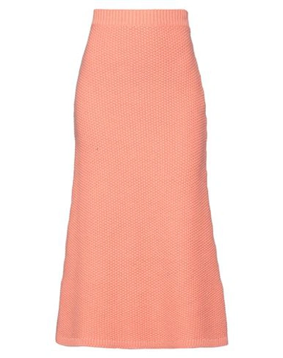 Chloé Woman Midi Skirt Salmon Pink Size L Cashmere In Pink