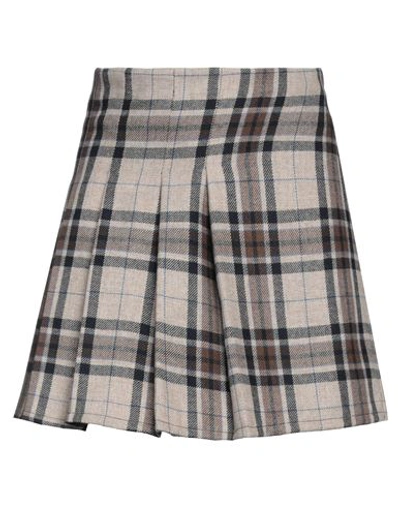 Shop Kaos Woman Mini Skirt Beige Size 8 Polyester, Wool