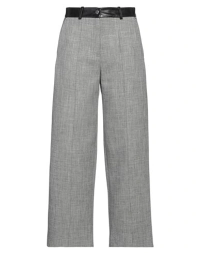 Shop Peter Do Woman Pants Lead Size 6 Cotton, Viscose, Virgin Wool, Polyamide, Calfskin In Grey