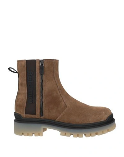 Shop Baldinini Man Ankle Boots Khaki Size 7 Soft Leather In Beige