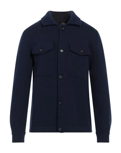 Shop +39 Masq Man Shirt Navy Blue Size 40 Wool, Polyamide