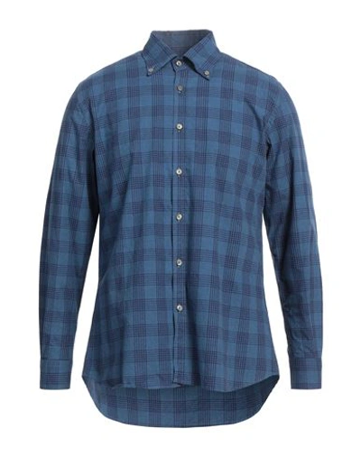 Shop Messagerie Man Shirt Slate Blue Size 16 Cotton