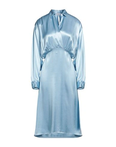 Shop Kaos Woman Midi Dress Azure Size 8 Viscose In Blue
