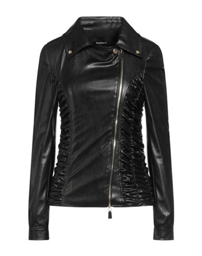 Annarita N Woman Jacket Black Size 8 Viscose, Nylon, Elastane, Polyurethane In Black