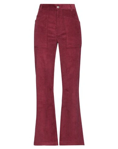 Shop La Fetiche Woman Pants Garnet Size S Cotton In Red