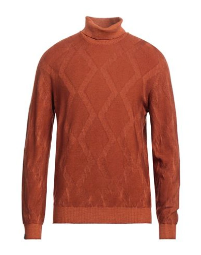 Shop Arovescio Man Turtleneck Rust Size 42 Merino Wool In Red