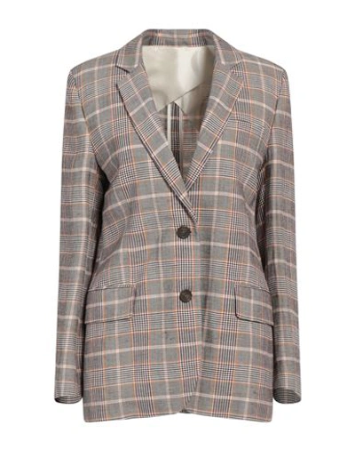 Seventy Sergio Tegon Seventy Venezia Woman Blazer Dark Brown Size 6 Viscose, Linen In Brown
